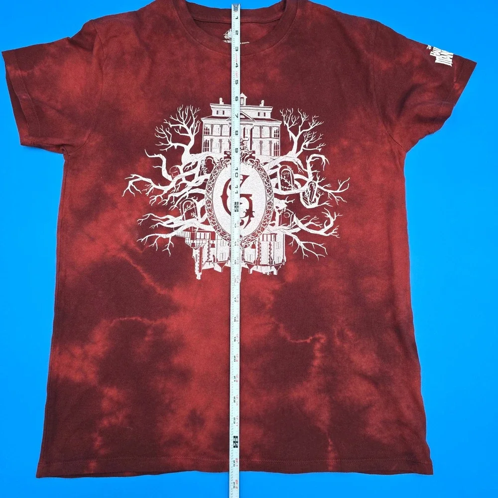 Disneyland Haunted Mansion Gracey‎ Manor Shirt Women's M Tie Dye Maroon Graphic